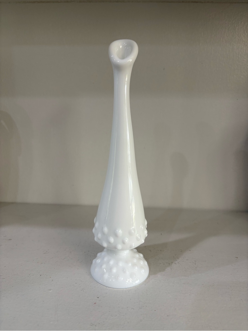 Vintage Fenton hobnail milk glass bud vase
